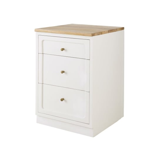Küchenunterschrank mit 3 Schubladen aus massivem Mangoholz, weiß B60