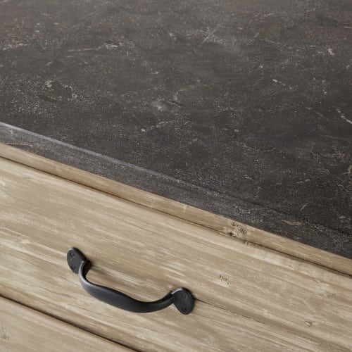 Küchenunterschrank mit 3 Schubladen aus recyceltem Kiefernholz Greta