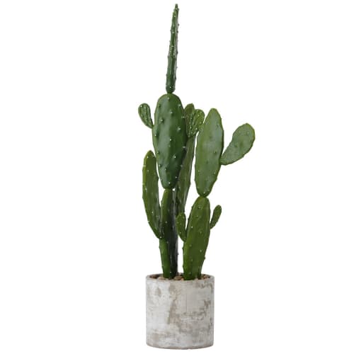 Garten Kunstpflanzen Außenbereich | Künstlicher Kaktus in grauem Zementtopf - WI17519