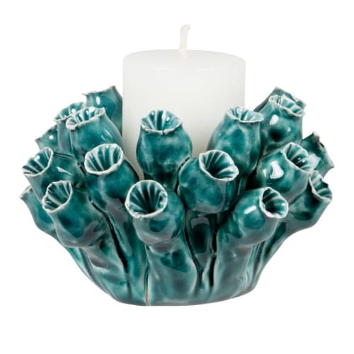 Dekoration Kerzenständer | Lämpchen aus grünem Steingut - HT24528