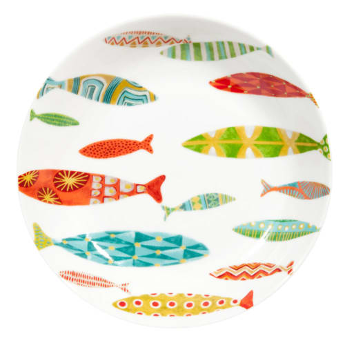 porcelain soup plate with fish motifs Lagon | Maisons du Monde