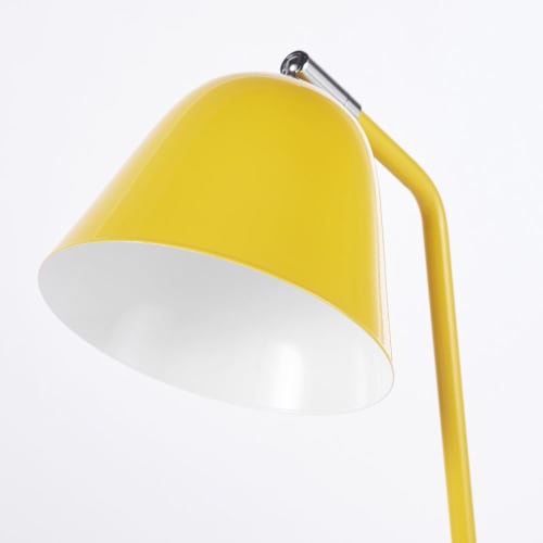 schommel mist stopverf Lamp uit geel metaal en heveahout DIXIE | Maisons du Monde