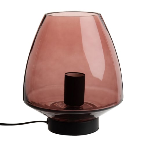 Lamp van roze glas en zwart metaal Maisons du Monde