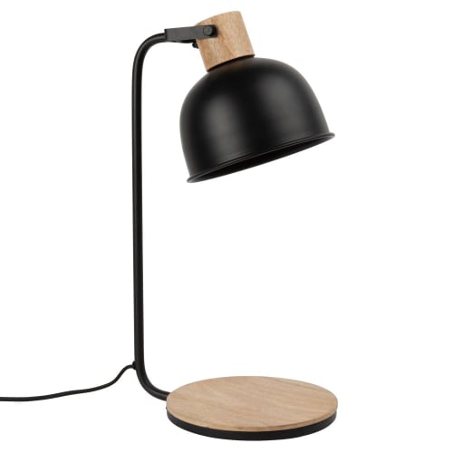 Lamp van zwart metaal en mangohout MALLOW Maisons du Monde