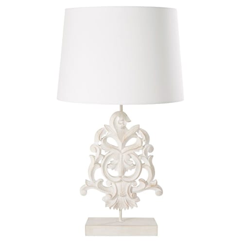 Lampada in mango sbianchito con paralume beige spazzolato | Maisons du Monde Lampada in mango sbianchito con paralume beige spazzolato | Maisons du Monde