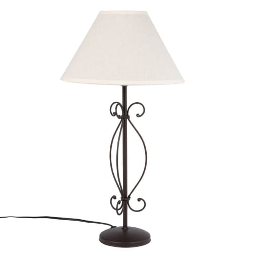 Lampada in metallo nero con paralume bianco | Maisons du Monde Lampada in metallo nero con paralume bianco | Maisons du Monde