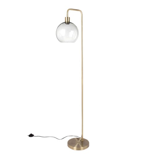 Lampadaire globe en verre et métal doré H155 | Maisons du Monde