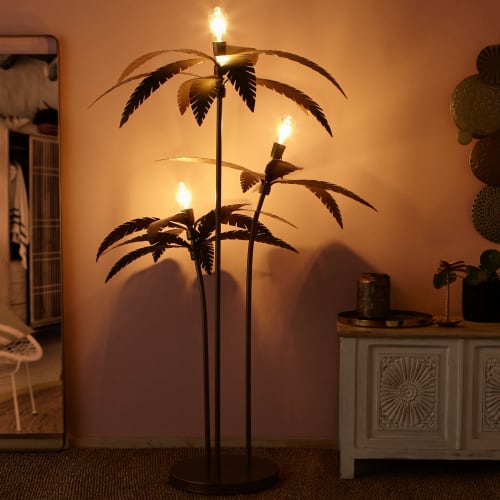 Lámpara de pie con palmeras de metal dorado oscuro Alt.158 Palmier Maisons du Monde