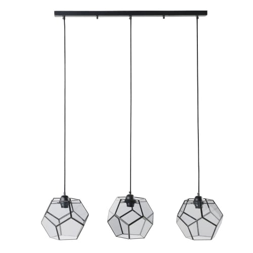 Lámpara de techo con 3 focos de metal negro y cristal ahumado | Maisons du Monde Lámpara de techo con 3 focos de metal negro y cristal ahumado | Maisons du Monde