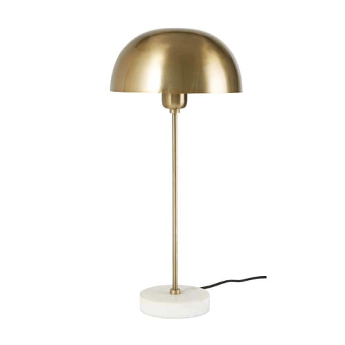 Business Lampen und dekorationsgegenstände | Lampe aus goldfarbenem Metall und weißem Marmor - FD02353