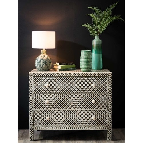 Lampe aus grüner Keramik mit Lampenschirm aus weißer Baumwolle Hevea