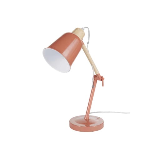 Lampe de chevet industrielle lampe de bureau structure en métal or rose avec base en bois Or rose sans ampoule 