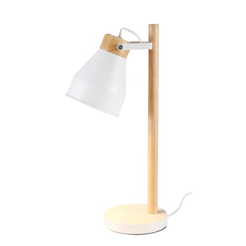 Lampe De Bureau En Hevea Et Metal Blanc Dream Maisons Du Monde