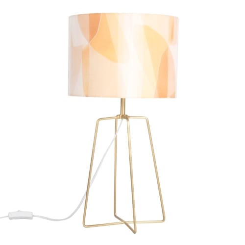 Lampe en métal doré et abat jour marron | Maisons du Monde Lampe en métal doré et abat jour marron | Maisons du Monde