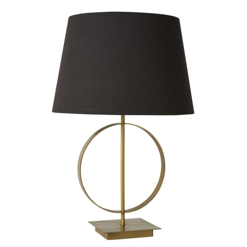 Lampe en métal doré et abat jour noir Lampe en métal doré et abat jour noir