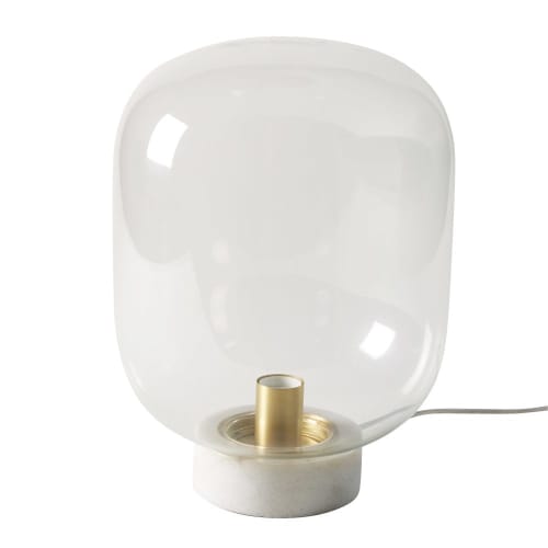 Lampe globe en verre et marbre blanc | Maisons du Monde Lampe globe en verre et marbre blanc | Maisons du Monde