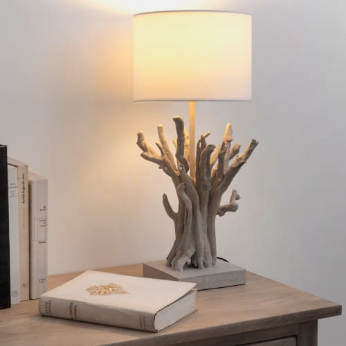 vuist vloeiend Civic Lampe in Treibholz-Imitation mit weißem Lampenschirm Saint Jouan | Maisons  du Monde