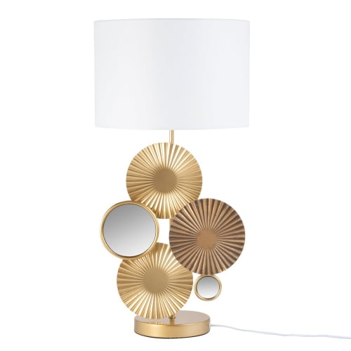 Lampe miroirs en métal doré et abat jour crème | Maisons du Monde Lampe miroirs en métal doré et abat jour crème | Maisons du Monde