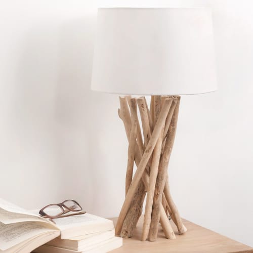 Dank u voor uw hulp hoorbaar Belangrijk nieuws Lampe NIRVANA aus Treibholz mit Lampenschirm aus Baumwolle, H 55 cm Nirvana  | Maisons du Monde