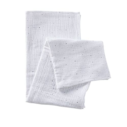 Lange Bebe En Coton Blanc Motifs Etoiles Grises Et Argentees 1x1 Celeste Maisons Du Monde