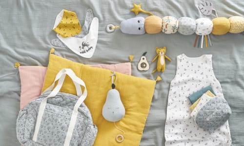 Langes Bebe En Gaze De Coton Vert Jaune Moutarde Et Blanc X3 Mini Jungle Maisons Du Monde