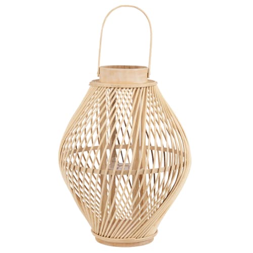 Lanterna de bambu e vidro