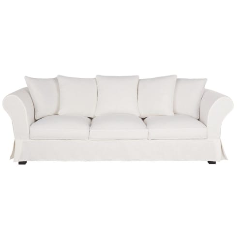 Leinen-Crinkle-Bezug für 4/5-Sitzer-Sofa, weiß