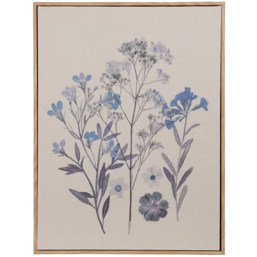 Dekoration Bilder | Leinwand mit Blumenmotiv, ecru und blau, 30x40cm - NU61487