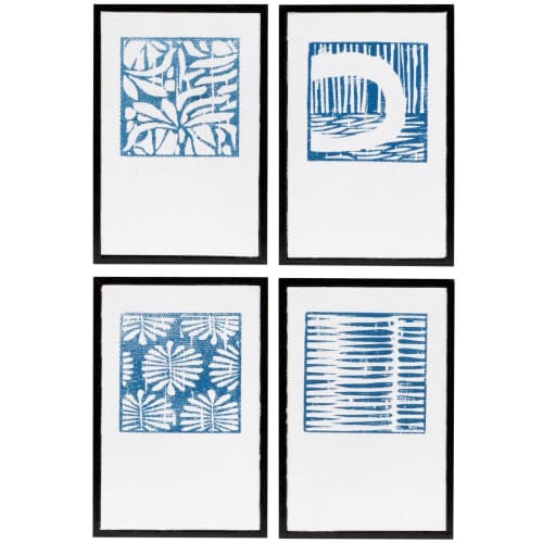 Dekoration Bilder | Leinwandbilder, blau und weiß, Set aus 4, 10x15cm - ZI19109