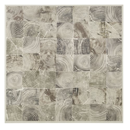 Lienzo abstracto gris topo y beige con marco de madera 100 x 100
