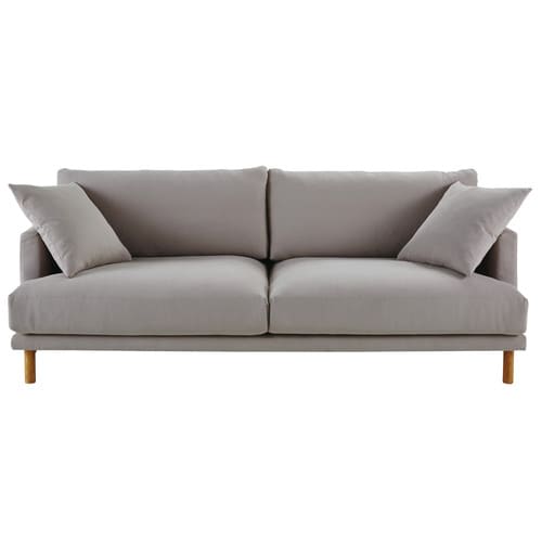 Light Grey 3 Seater Cotton And Linen Sofa