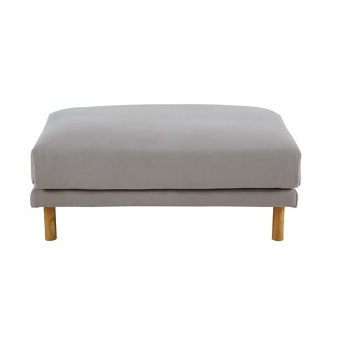 Light Grey Cotton And Linen Modular Sofa Pouffe