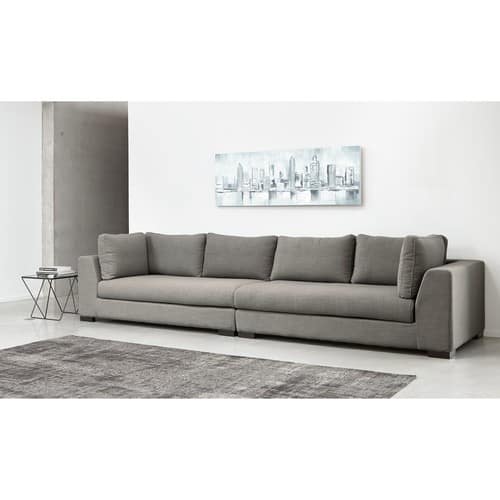Light Grey Modular Sofa With Left Armrest