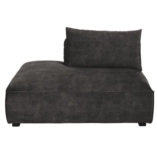 Sofas und sessel Modulsofa und Sofa Eckelemente | Longchair mit Ecke links für modulares Sofa aus marmoriertem Samt, dunkelgrau - JP28129