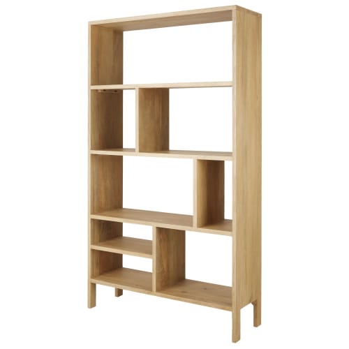 Mango Wood Unstructured Shelving Unit, Whitewashed Mango Wood Bookcase