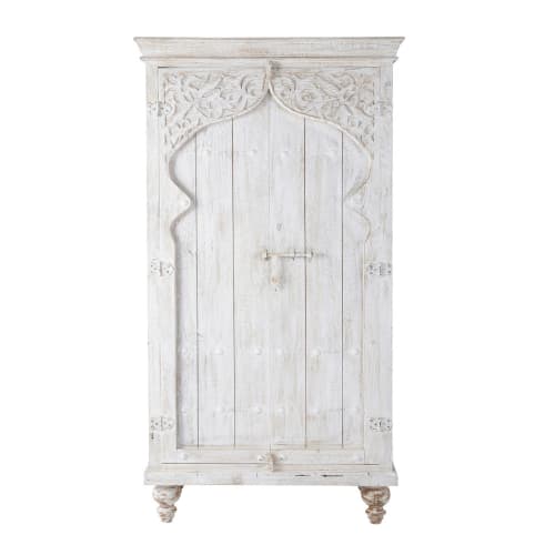 Mango Wood Wardrobe In White W 102cm Sinbad Maisons Du Monde