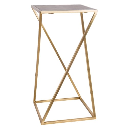 Marble and Gold Metal End Table
