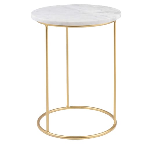 Tavolini Maison Du Monde.Marble And Matte Gold Metal Side Table Olga Maisons Du Monde