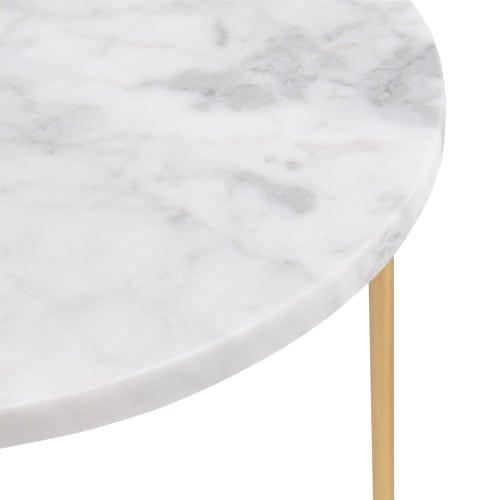 Marble and Matte Gold Metal Side Table Olga | Maisons du Monde