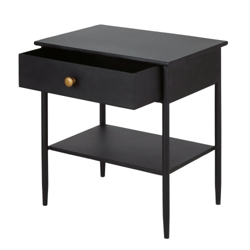 black 1 drawer bedside table