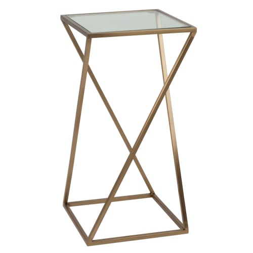 Tavolini Maison Du Monde.Matte Gold Metal And Glass Side Table Piazzela Maisons Du Monde