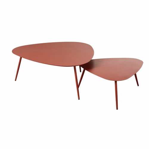 Outdoor collection Outdoor coffee tables | Matte Terracotta Metal Garden Nesting Tables - PM35592