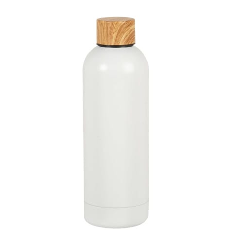 Matte white and beige stainless steel insulated flask