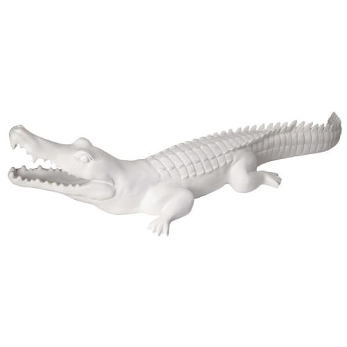 Matte white crocodile accessory L 88 cm