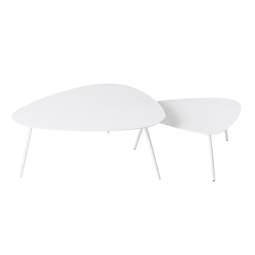 Outdoor collection Outdoor coffee tables | Matte White Metal Garden Nesting Tables - VZ94334