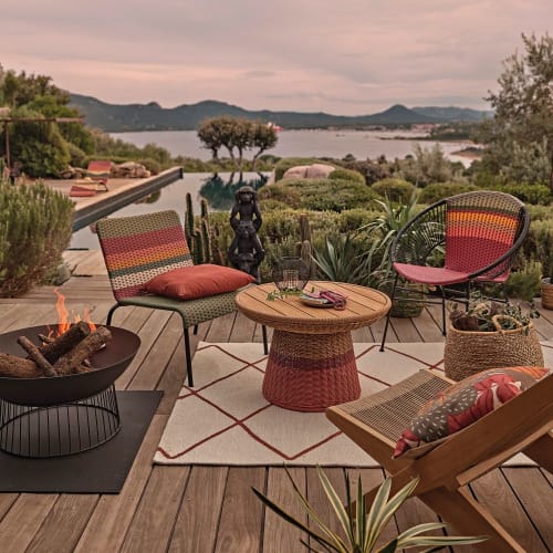 Lijkt op Razernij moed Meerkleurige tuinfauteuils uit hars en zwart metaal voor professioneel  gebruik (x2) Copacabana Business | Maisons du Monde