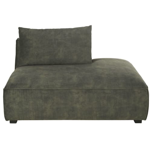 Méridienne destra per divano componibile in velluto marmorizzato verde