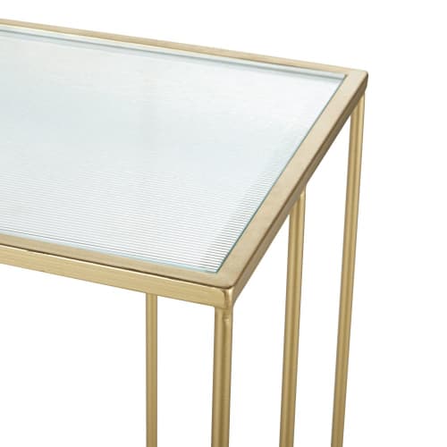 Muebles Mesas auxiliares | Mesa auxiliar de cristal y metal dorado - GS55663
