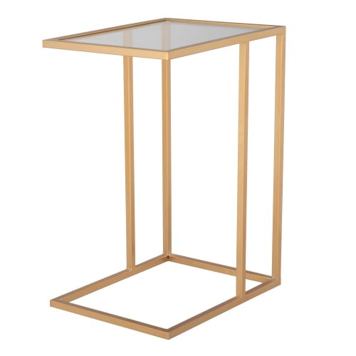 Muebles Mesas auxiliares | Mesa auxiliar de cristal y metal dorado - ZN95964