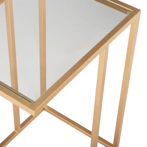 Muebles Mesas auxiliares | Mesa auxiliar de cristal y metal dorado - ZN95964